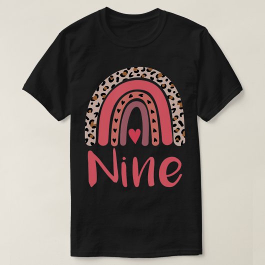 9歳ヒョウ虹の誕生日パーティキュートギル Tシャツ (デザイン正面)