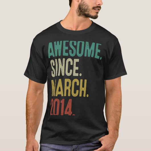 9歳ヴィンテージ2014年3月9誕生日 Tシャツ (正面)