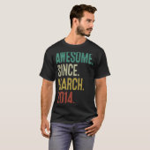 9歳ヴィンテージ2014年3月9誕生日 Tシャツ (正面フル)