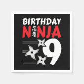 9歳忍者パーティースターキッズ9誕生日 スタンダードカクテルナプキン (正面)