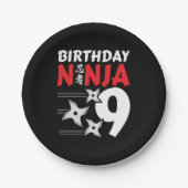 9歳忍者パーティースターキッズ9誕生日 ペーパープレート (正面)