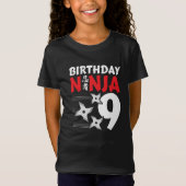 9歳忍者パーティースターキッズ9誕生日 Tシャツ (正面)