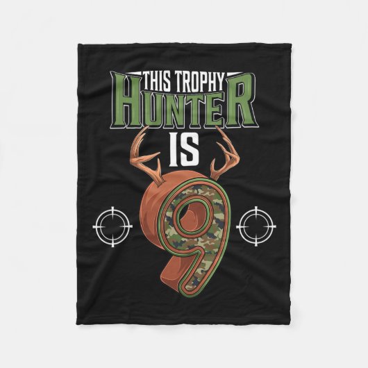 9歳狩り9歳パーティー鹿ハンター フリースブランケット (正面)