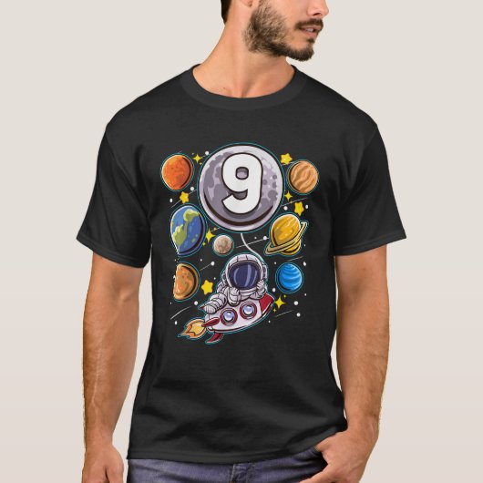 9歳誕生日宇宙飛行士9宇宙少年の誕生 Tシャツ (正面)