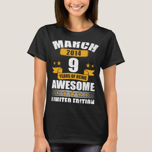 9歳2014年3月9日誕生日1 Tシャツ (正面)