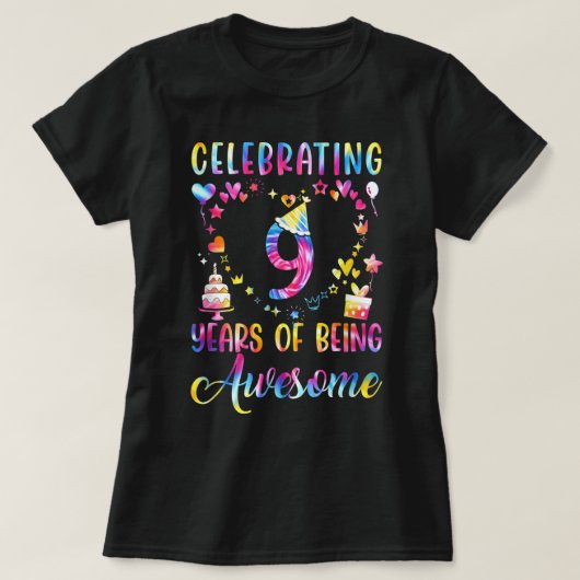 9歳9素晴らし歳誕生日 Tシャツ (デザイン正面)