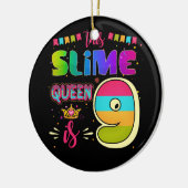 9歳9誕生日スライムクイーンガールパーティー セラミックオーナメント (左)