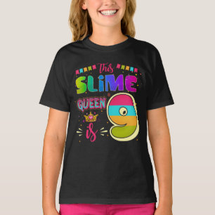 9歳9誕生日スライムクイーンガールパーティー Tシャツ