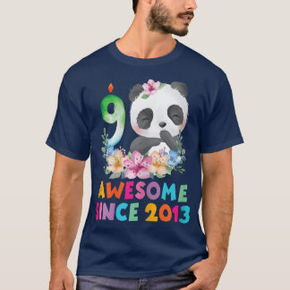 9歳9誕生日パンダユニコーンガールパーティー Tシャツ