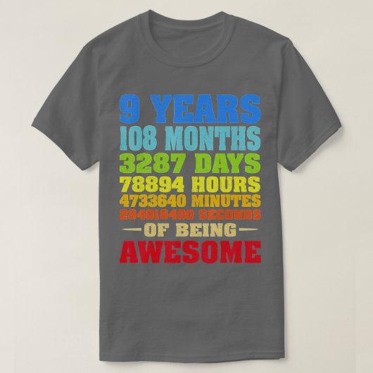 9歳9誕生日ヴィンテージレトロ108ヶ月 Tシャツ (デザイン正面)