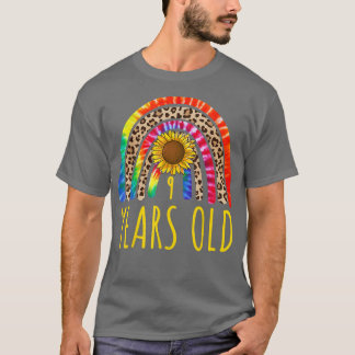 9歳9誕生日絞り染めひまわりヒョウ Tシャツ