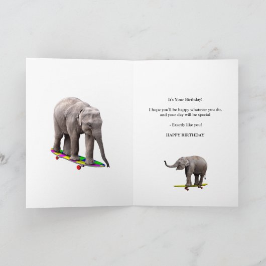 9歳、象の誕生日カードおめでとう カード (内部)