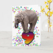 9歳、象の誕生日カードおめでとう カード (黄色い花)