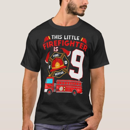 9歳It's My 9誕生日Boy Fire Truck Fir Tシャツ (正面)