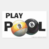 9球と8球プール遊スティッカー 長方形シール (正面)