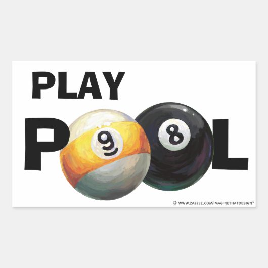 9球と8球プール遊スティッカー 長方形シール (正面)