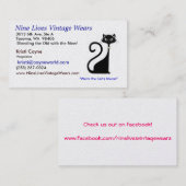 9生命ヴィンテージはロゴ猫を身に着けています 名刺 (正面/裏面)