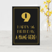 9番目の誕生日インスパイアからアールデコは「9」を見て名前 カード (黄色い花)