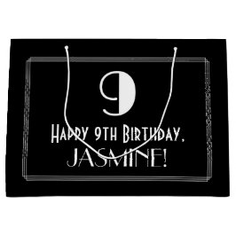 9番目の誕生日:アールデコインスパイアスタイル「9」、名前 ラージペーパーバッグ