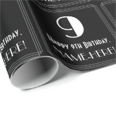 9番目の誕生日-インスパイアアールデコルック"9",名前 ラッピングペーパー (ロールコーナー)