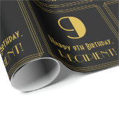 9番目の誕生日~インスパイアアールデコ見る"9",名前 ラッピングペーパー (ロールコーナー)