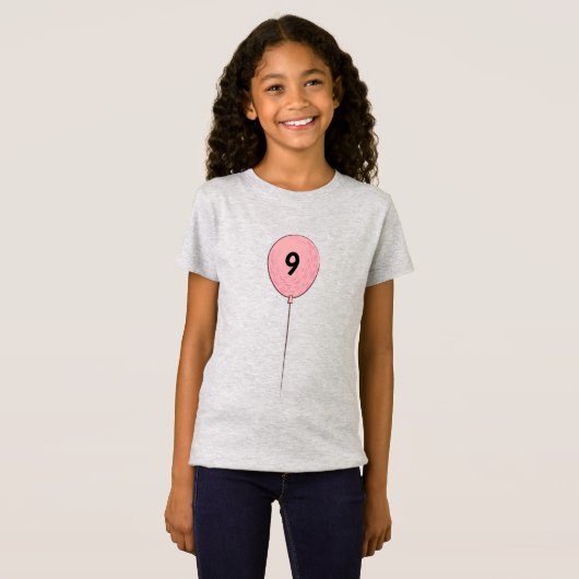 9番目の誕生日（ピンクバルーン付き） Tシャツ (正面フル)