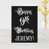 9番目の誕生日: ファンシー、スクリプエレガントト+名前をカスタムする カード (黄色い花)