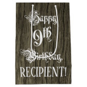 9番目の誕生日: ファンシー, フェイク Wood Look +名前をカスタムする ミディアムペーパーバッグ (裏面)