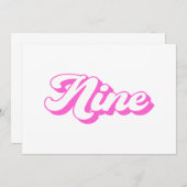 9番目誕生日レトロガール 招待状 (正面/裏面)