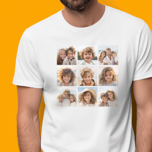 9白黒正方形の写真のコラージュ- Tシャツ