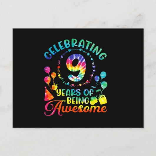 9素晴らし年誕生日 ポストカード (正面)