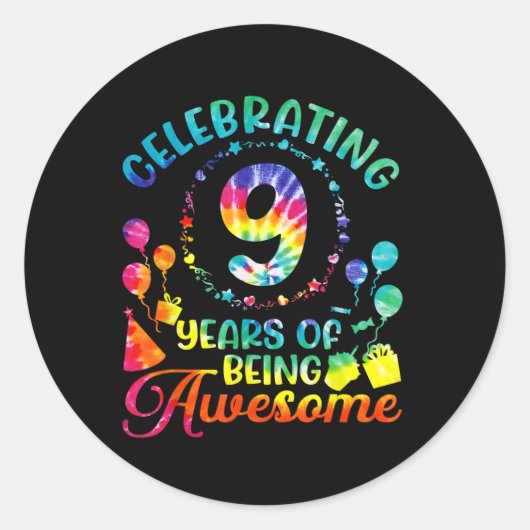 9素晴らし年誕生日 ラウンドシール (正面)