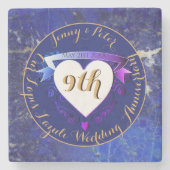 9結婚周年記念ラピスラズリカラー ストーンコースター (正面)