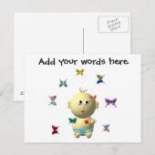 9蝶のバウンド男の赤ちゃん ポストカード (正面/裏面)