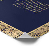 9表ネイビーエレガントブルー金ゴールドバラ座席表 ポスター (角)