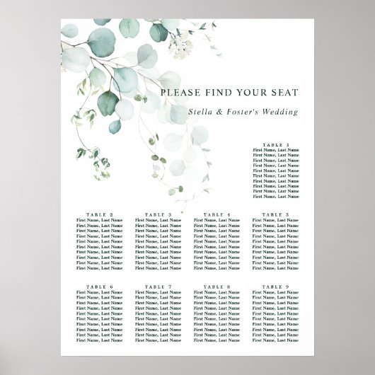 9表(緑エレガントの座席表) ポスター (正面)