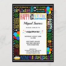 9誕生日おもしろいカラー熱狂する文字オンブラックパーティー