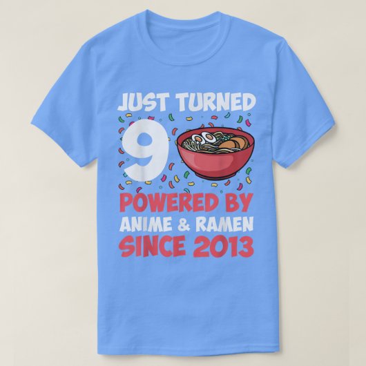 9誕生日かわいいアニメラーメン9歳ガールズ Tシャツ (デザイン正面)