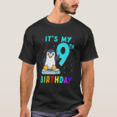 9誕生日かわいいペンギン誕生日9歳 Tシャツ (正面)