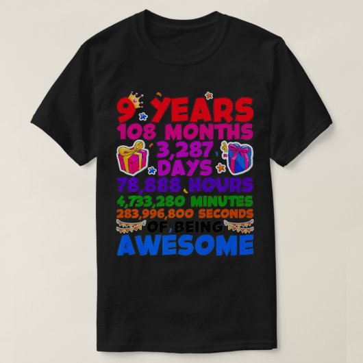 9誕生日の女の子への贈り物9歳の生き物 Tシャツ (デザイン正面)