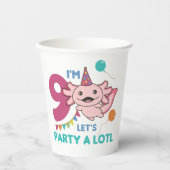 9誕生日アクソロトル9歳かわいいアクソロトルP 紙コップ (正面)