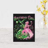 9誕生日ウィッチピンクとグリーン9歳バレット カード (黄色い花)