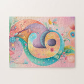 9誕生日ウィムシーカラフルアートフラワーボタニカル ジグソーパズル (横)