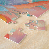 9誕生日ウィムシーカラフルアートフラワーボタニカル ジグソーパズル (側面)