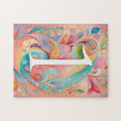 9誕生日ウィムシーカラフルアートフラワーボタニカル ジグソーパズル (横)