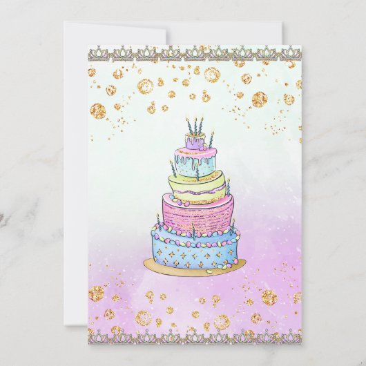 9誕生日ガールプリンセスカップケーキバルーン 招待状 (裏面)