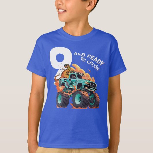 9誕生日ギフト少年、9月と月を粉砕する準備ができて Tシャツ (正面)