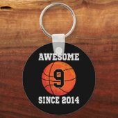 9誕生日バスケットボールオーバー9歳ヴィンテージ キーホルダー (正面)