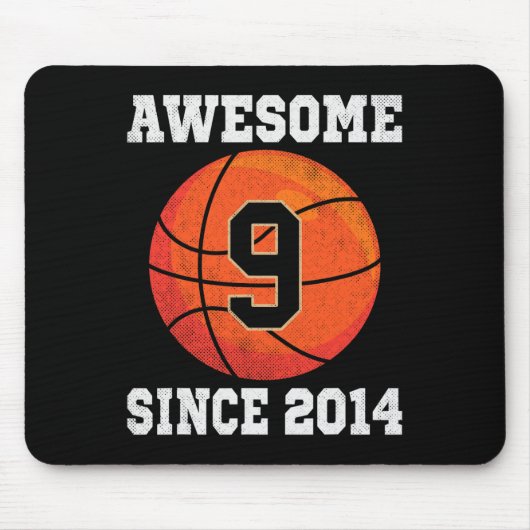 9誕生日バスケットボールオーバー9歳ヴィンテージ マウスパッド (正面)