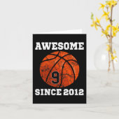 9誕生日バスケットボールラバーギフト9歳Vin カード (黄色い花)